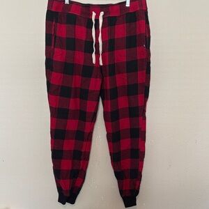 Hollister Red and Black Plaid Jogger Pants men’s XL #73
